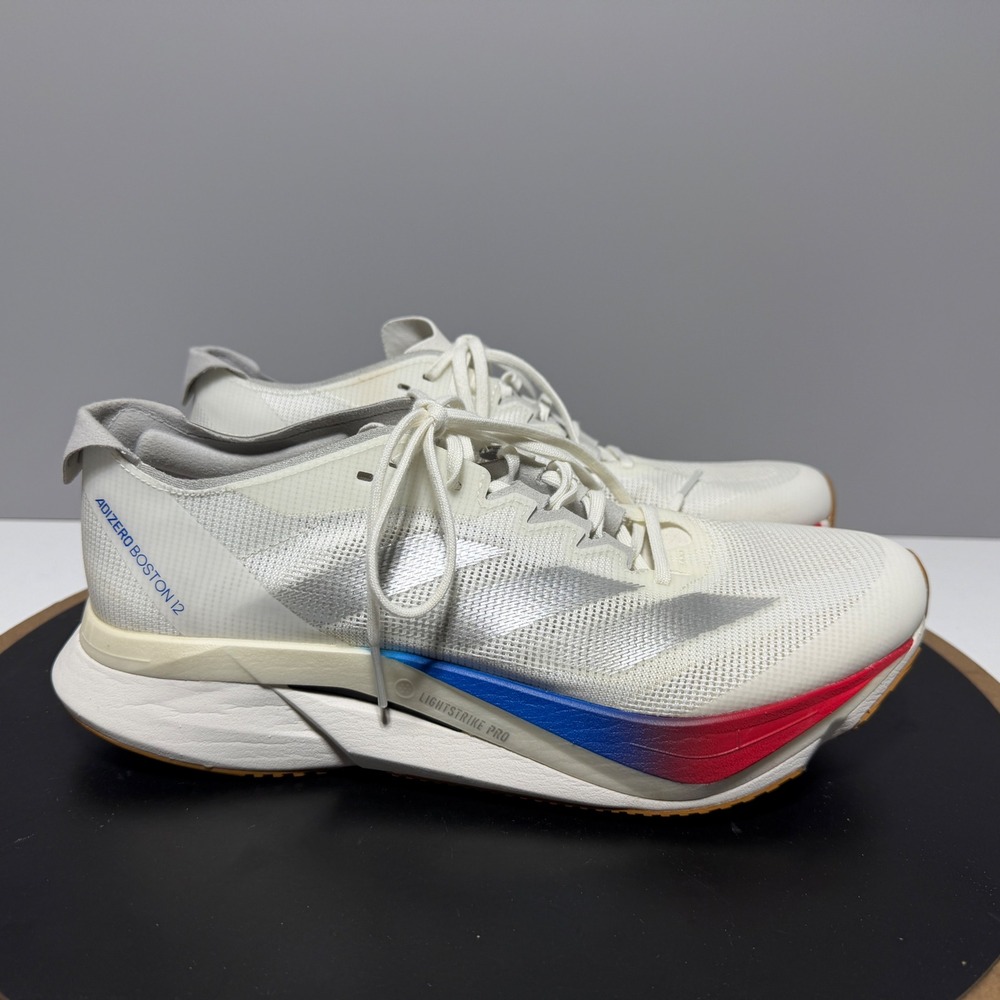 Adidas Adizero Boston 12 Running Shoes‎ Men US 8.5 White Lightstrike Pro